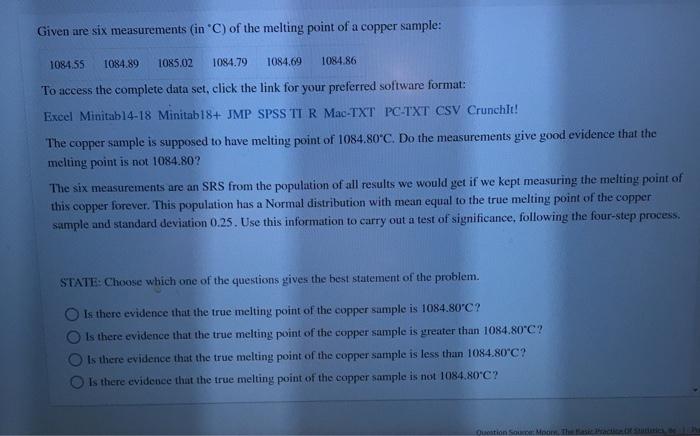 solved-given-are-six-measurements-in-c-of-the-melting-point-chegg