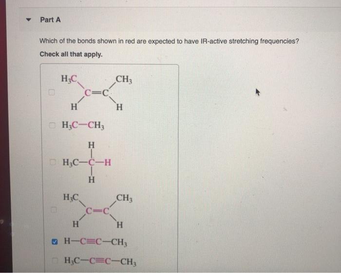 Solved Part A Which Of The Bonds Shown In Red Are Expected Chegg Com