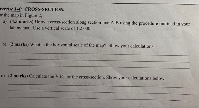 Solved xercise 1-4: CROSS-SECTION. or the map in Figure 2, | Chegg.com