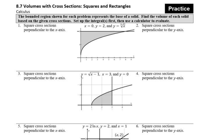 Solved 8.7 Volumes with Cross Sections: Squares and | Chegg.com