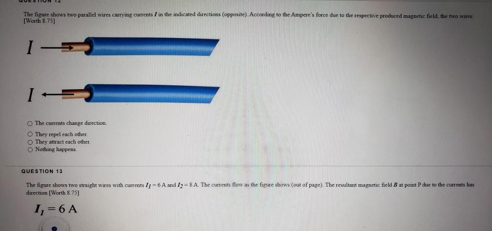 Solved The figure shows two parallel wires carrying currents | Chegg.com