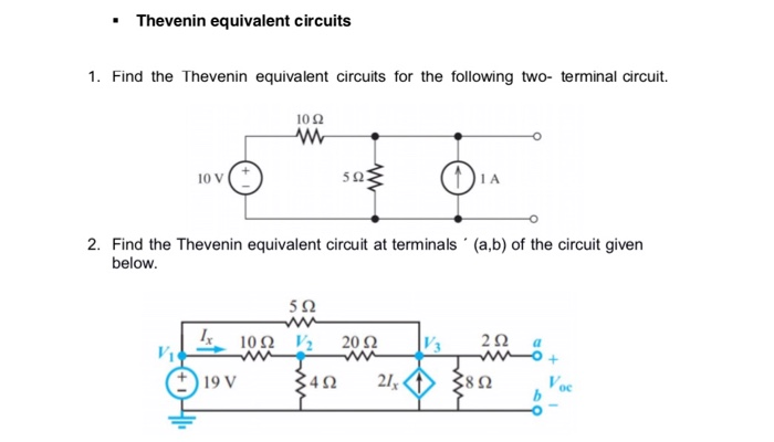 Solved Thevenin equivalent circuits 1. Find the Thevenin | Chegg.com