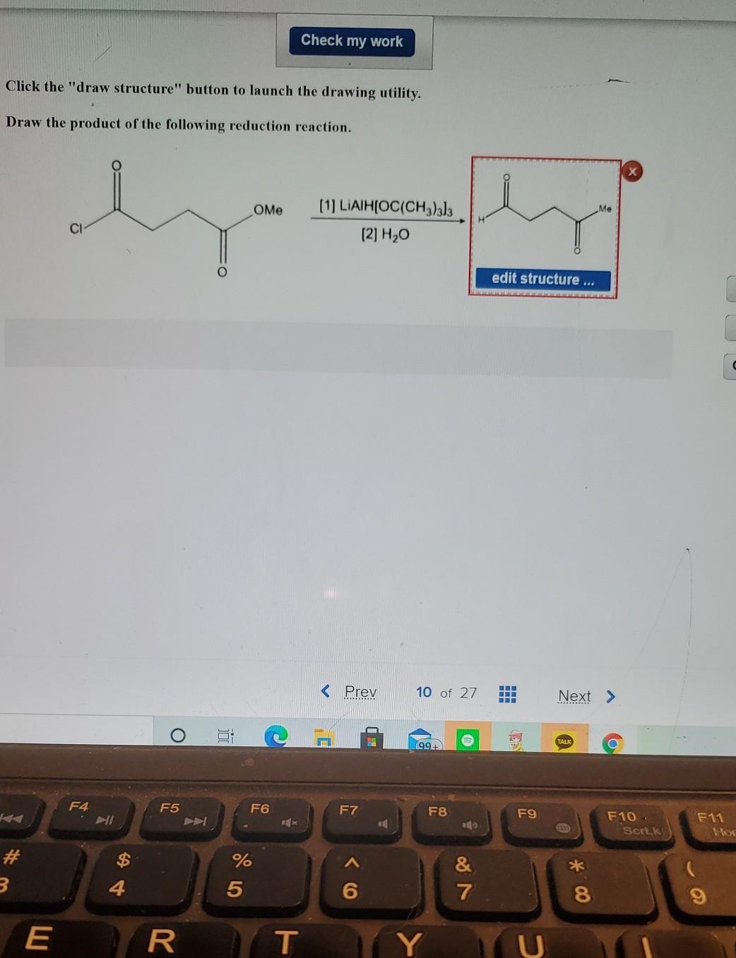 Solved Check my work Click the "draw structure" button to | Chegg.com