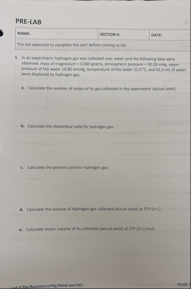 Solved PRE-LAB\table[[NAME:,SECTION E:,DATE:],[You are | Chegg.com