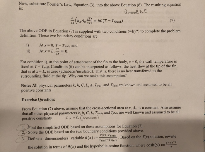 Solved Now Substitute Fourier S Law Equation 3 Into Chegg Com