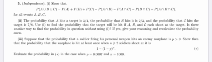Solved 5. Independence . 1 Show that P AUBUC P A Chegg