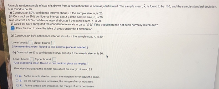 Solved A simple random sample of size n is drawn from a | Chegg.com