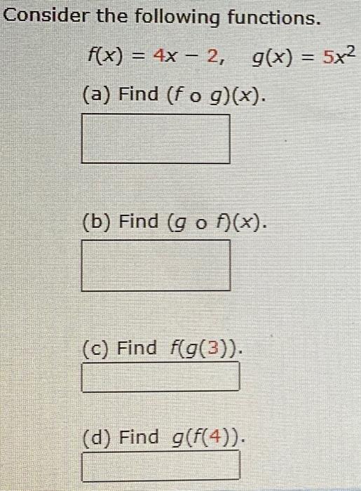 Solved Find the following values for the given functions. | Chegg.com