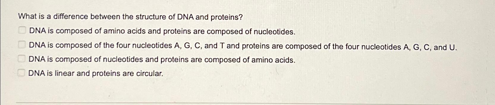 Solved What is a difference between the structure of DNA and | Chegg.com