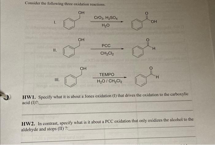 Solved Consider the following three oxidation reactions. I. | Chegg.com