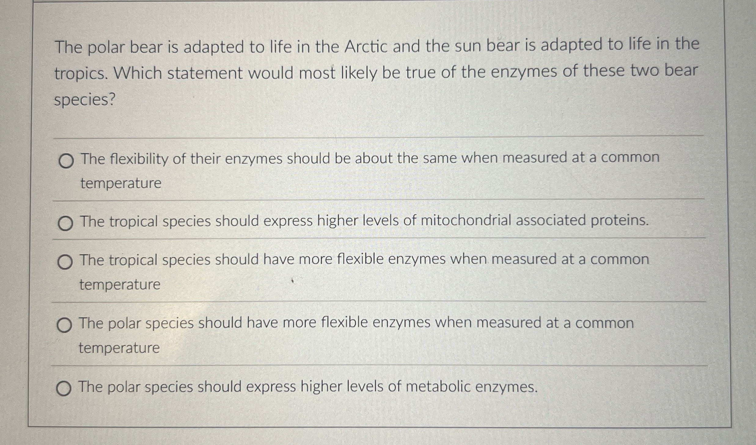 Solved The polar bear is adapted to life in the Arctic and | Chegg.com