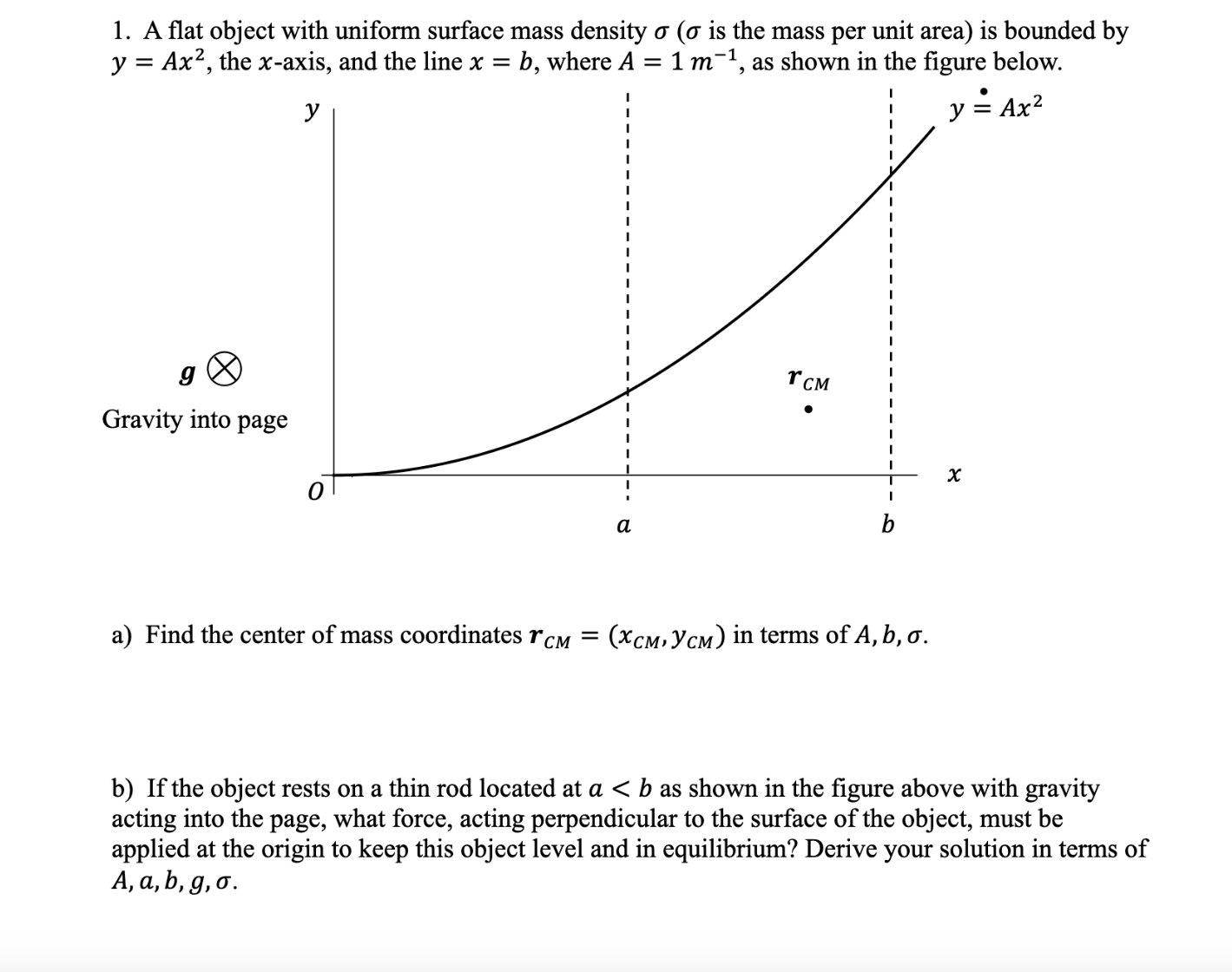 Solved A flat object with uniform surface mass density σ ( σ | Chegg.com