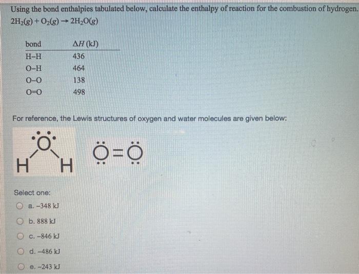 Solved Using The Bond Enthalpies Tabulated Below, Calculate | Chegg.com