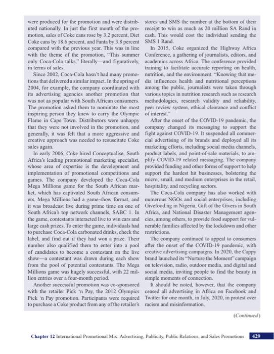 Solved CASE 121 Promoting Coke in South Africa CocaCola