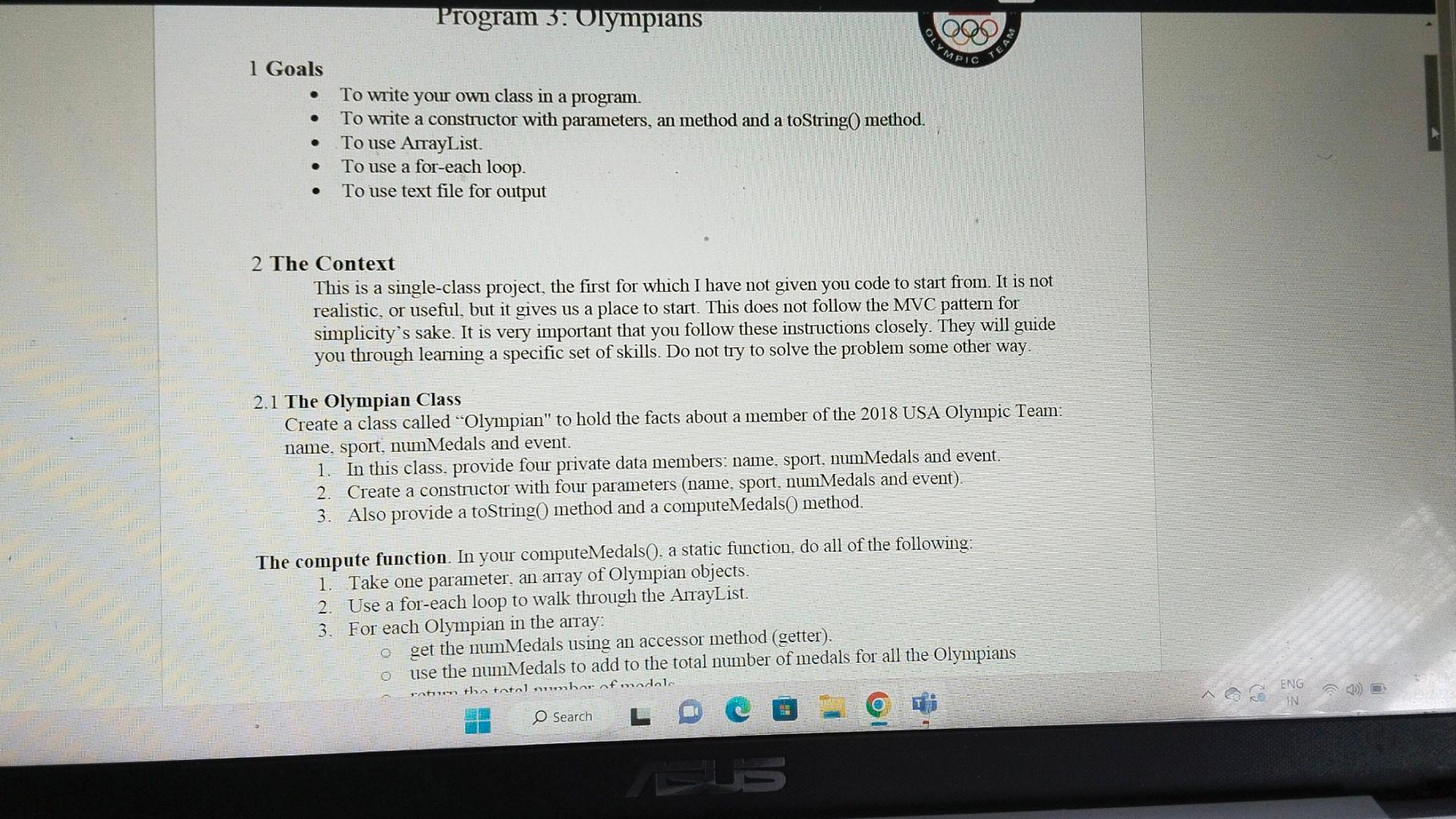 1 Goals - To write your own class in a program. - To | Chegg.com