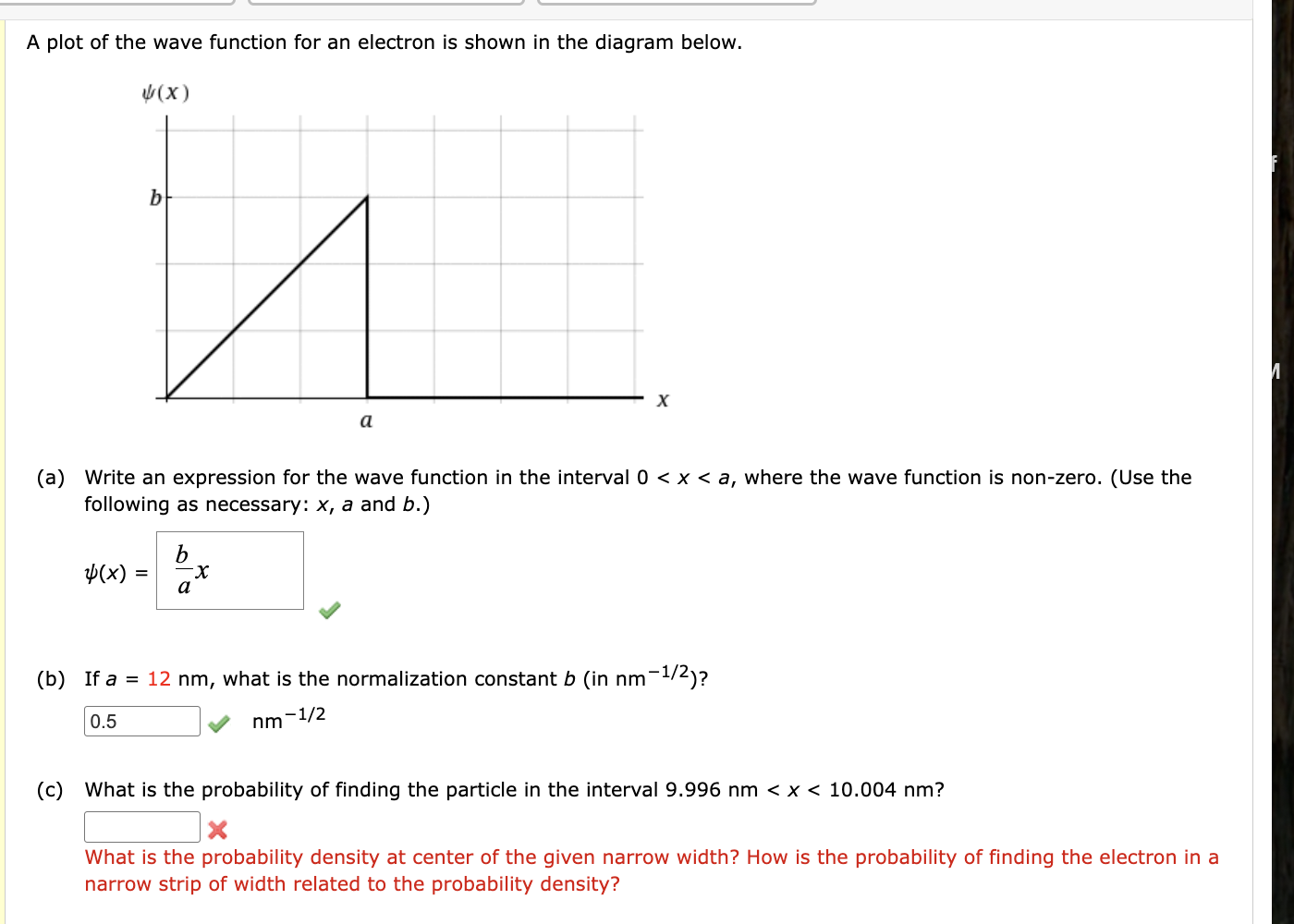 Solved A plot of ﻿the wave function for an ﻿electron is | Chegg.com