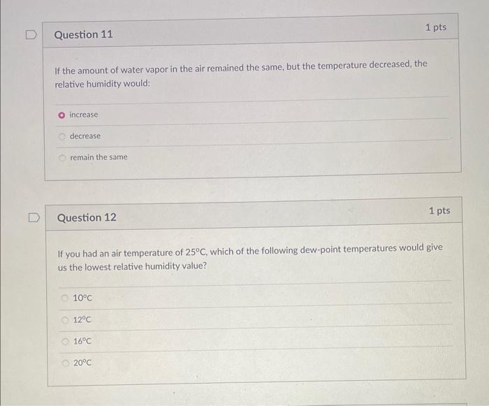 Solved If the amount of water vapor in the air remained the | Chegg.com