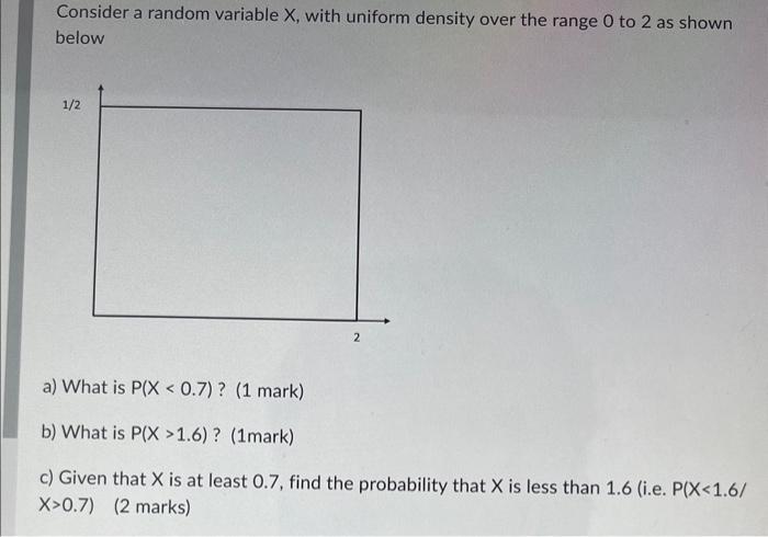 Solved Consider a random variable X, with uniform density | Chegg.com