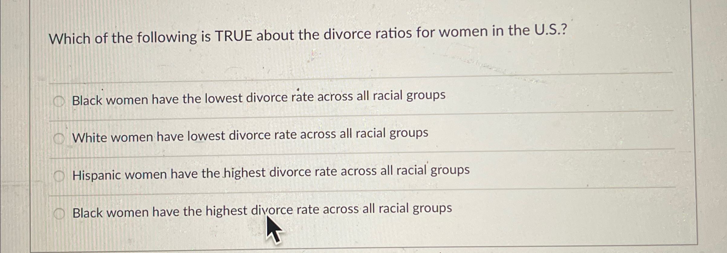 Solved Which of the following is TRUE about the divorce | Chegg.com