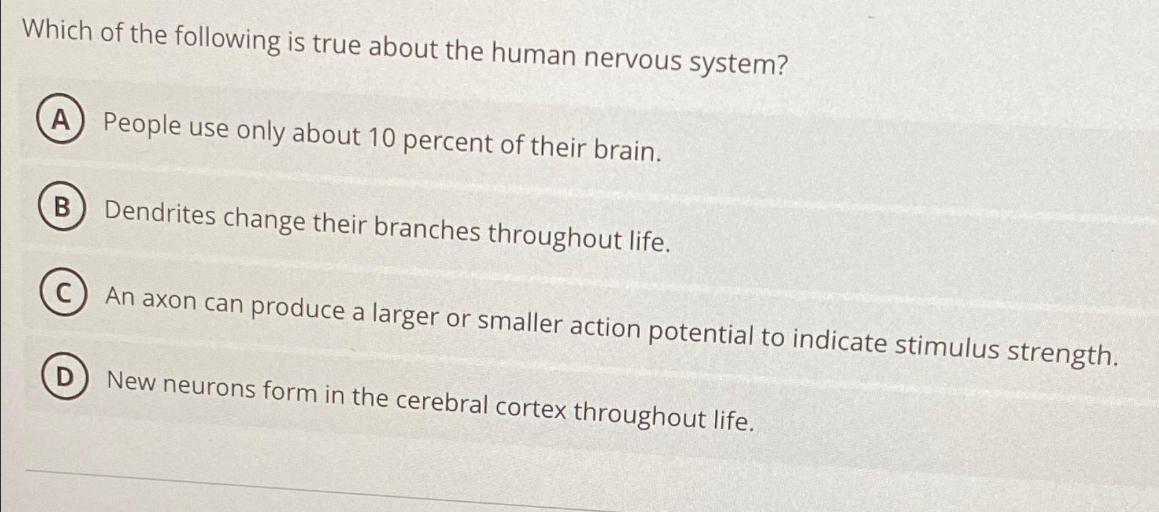 Solved Which of the following is true about the human | Chegg.com