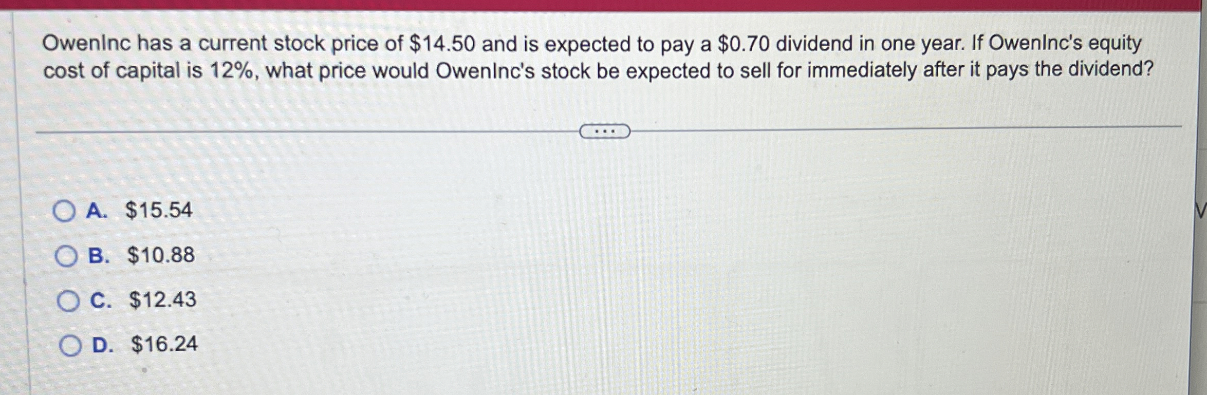 Solved OwenInc has a current stock price of 14.50 ﻿and is