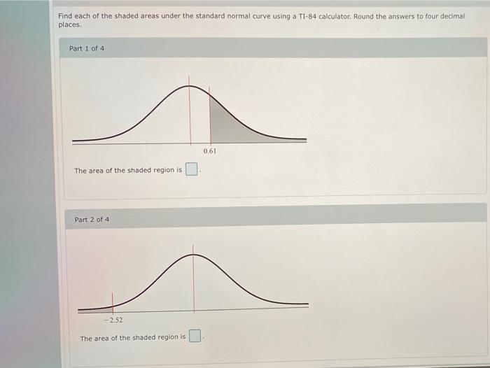 Solved Find each of the shaded areas under the standard