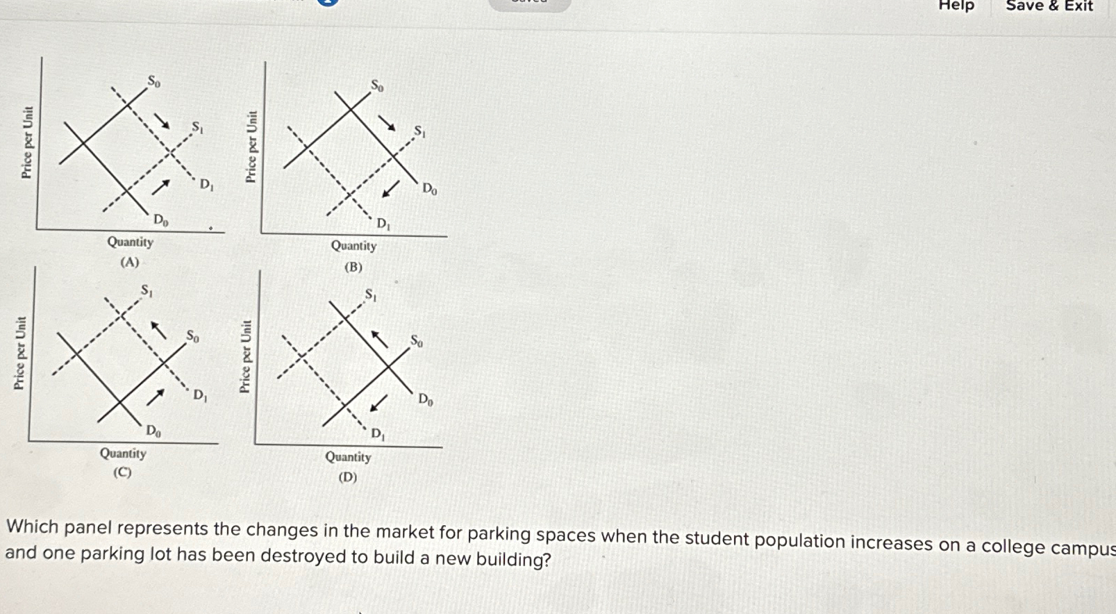 Solved (A)(C)(B)(D)Which panel represents the changes in the | Chegg.com