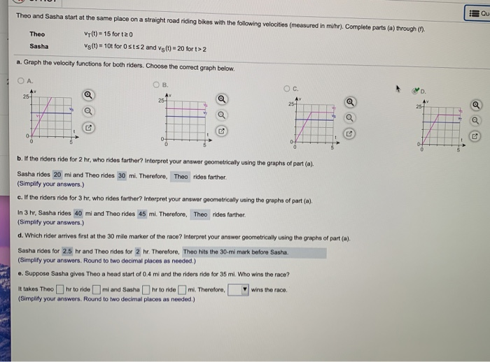 Solved Theo And Sasha Start At The Same Place On A Straight Chegg Com