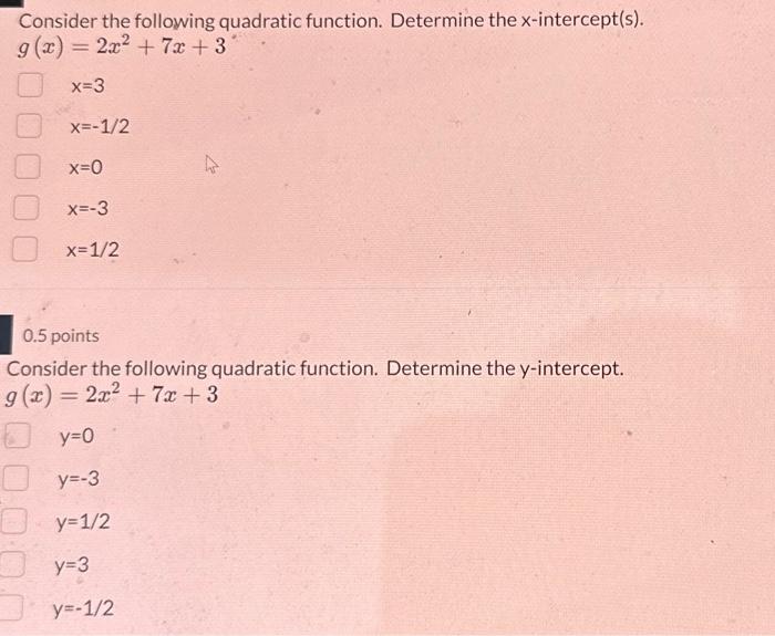 Solved Consider The Following Quadratic Function Determine