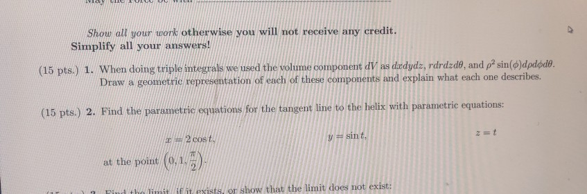 Solved Show all your work otherwise you will not receive any | Chegg.com