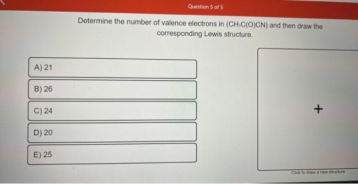determine the number of valence electrons in ch3c o cn