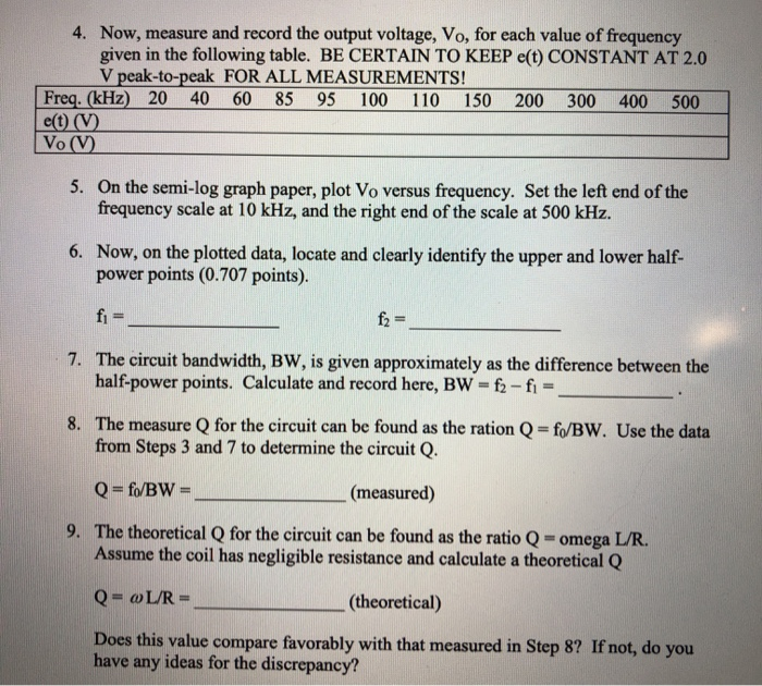 Solved 4 Now Measure And Record The Output Voltage Vo Chegg Com