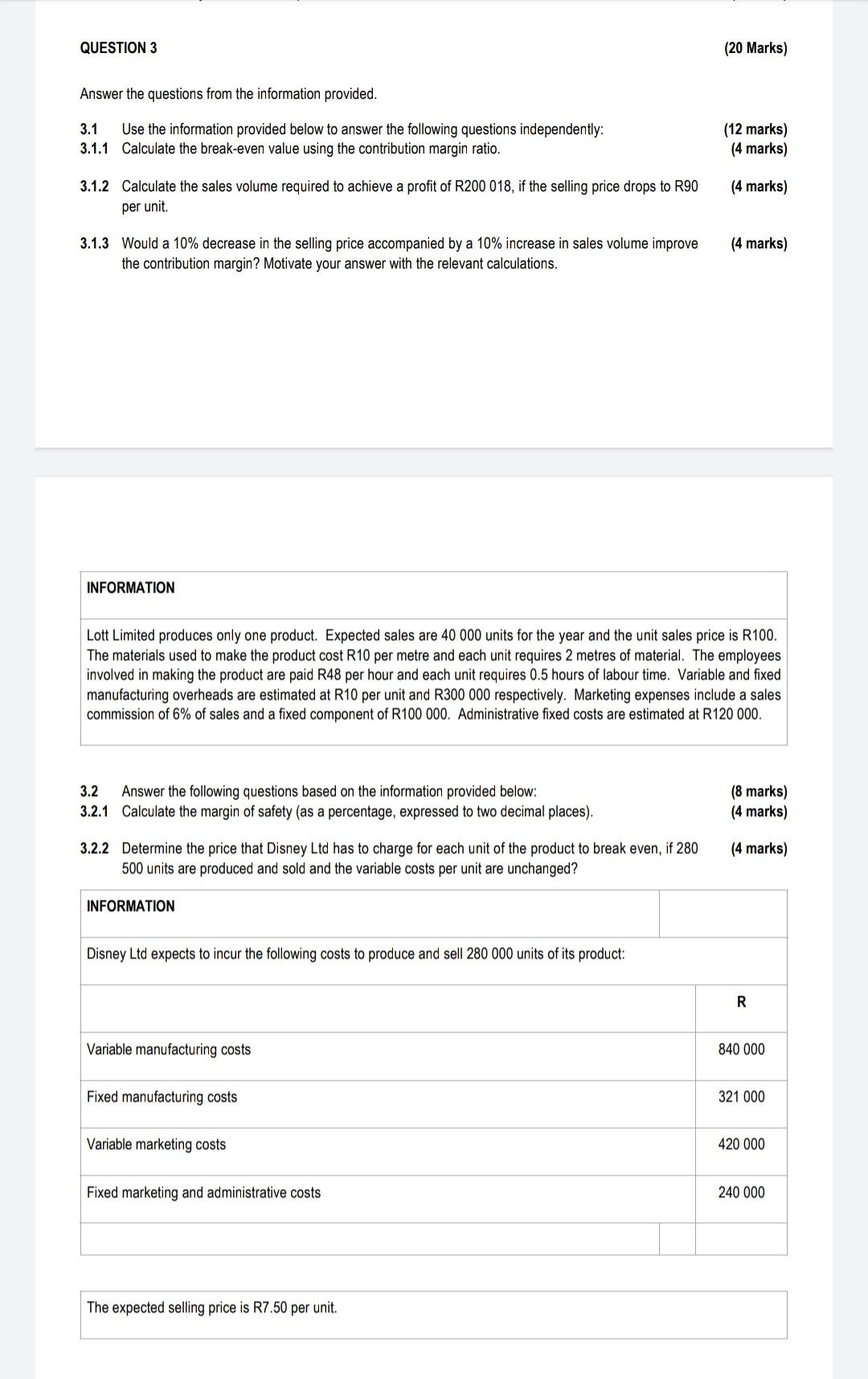 Solved QUESTION 3 (20 Marks) Answer the questions from the | Chegg.com