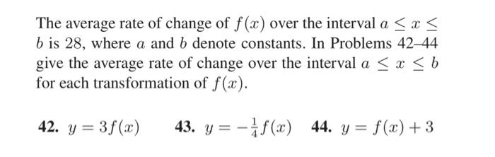 Solved The average rate of change of f(x) over the interval | Chegg.com