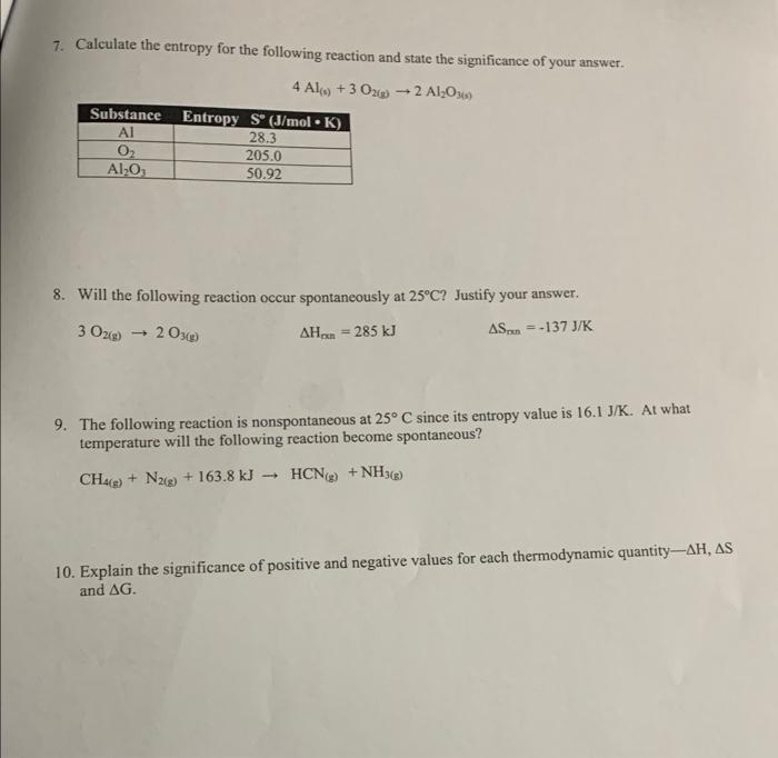 Solved 6. Predict whether the entropy of the system | Chegg.com