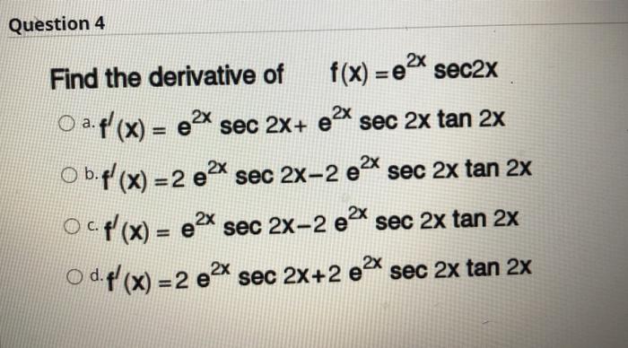Derivative Of Tan 2x Sec 2x