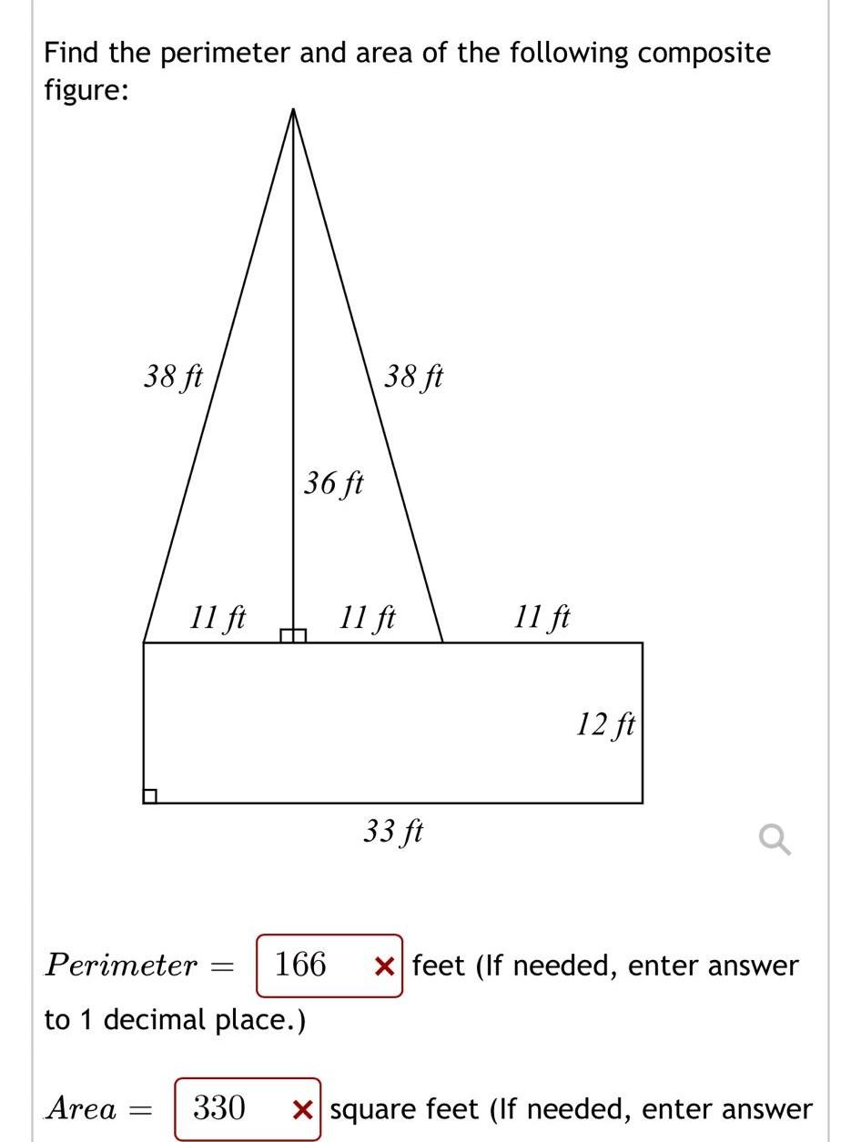 Solved Find the perimeter and area of the following | Chegg.com