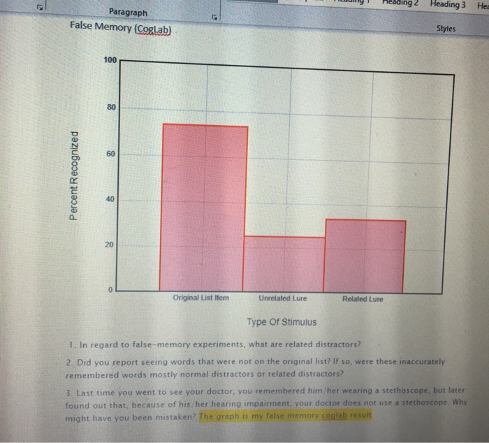 Solved False Memory (Coglab) 100 Percent Recognized related