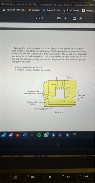 Solved Exercise 3.: In the magnetic circuit in Figure 3 the | Chegg.com