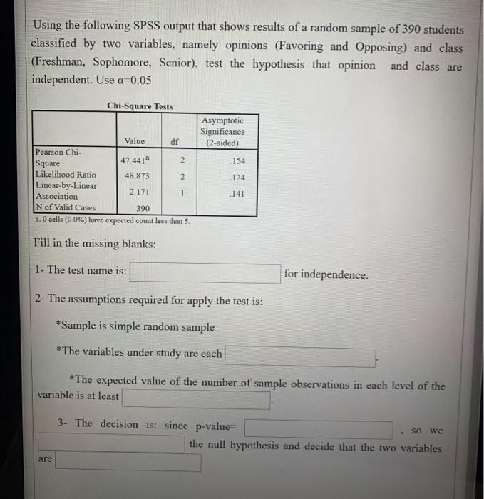 Solved Using the following SPSS output that shows results of | Chegg.com