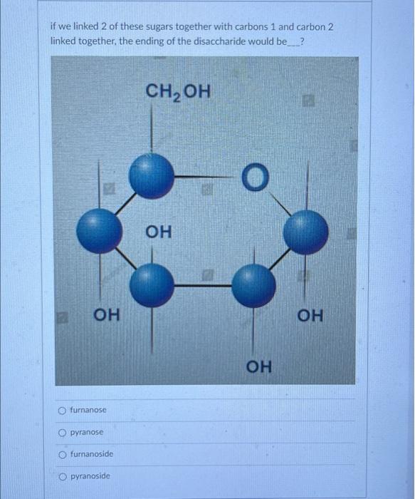 Solved if we linked 2 of these sugars together with carbons