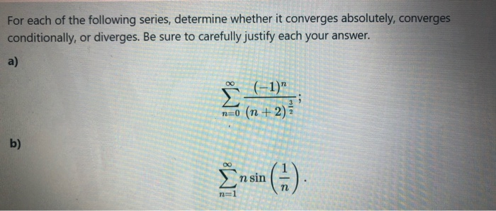 Solved For each of the following series, determine whether | Chegg.com