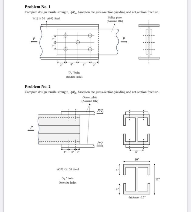 Solved Problem No. 1 Compute design tensile strength, ϕPn, | Chegg.com