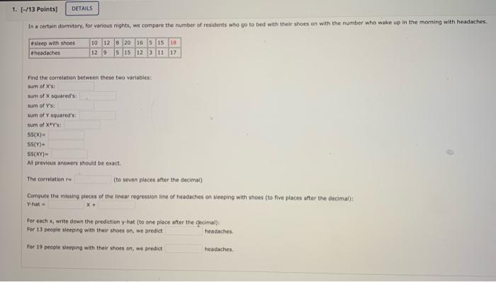 Solved 1 1 13 Points Details In A Certain Dormitory F Chegg Com