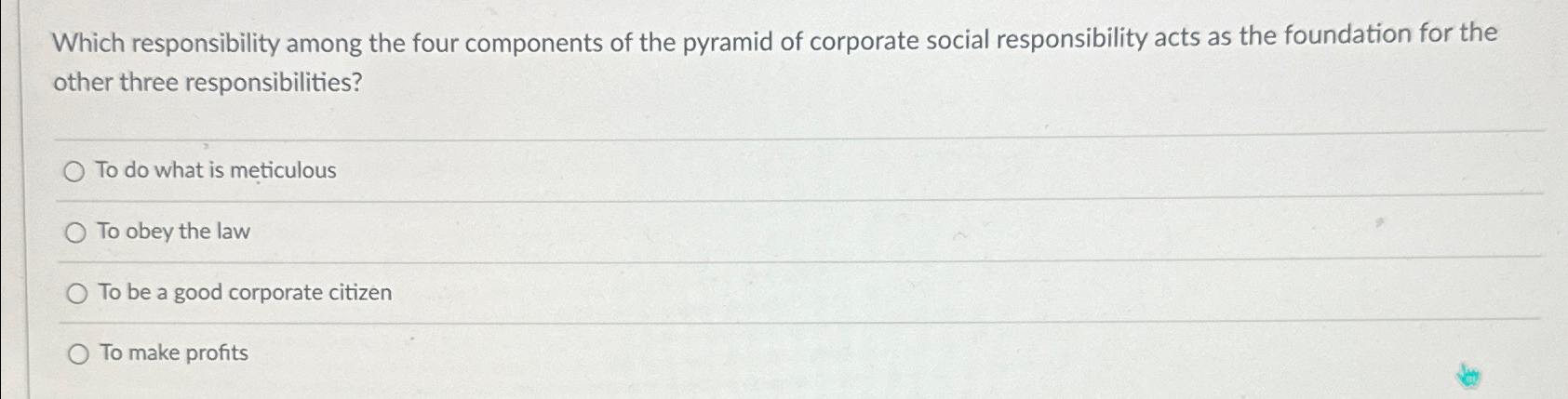 Solved Which Responsibility Among The Four Components Of The | Chegg.com