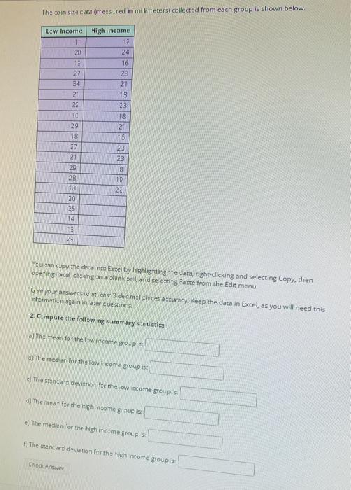 [Solved] M The coin size data (measured in millimeters) col