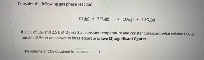 Solved Consider the following gas phase reaction. CS2(g) + 3 | Chegg.com