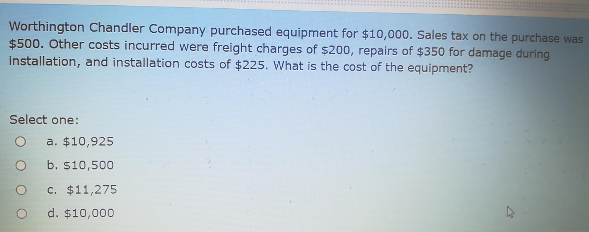 Solved Worthington Chandler Company Purchased Equipment For Chegg Com
