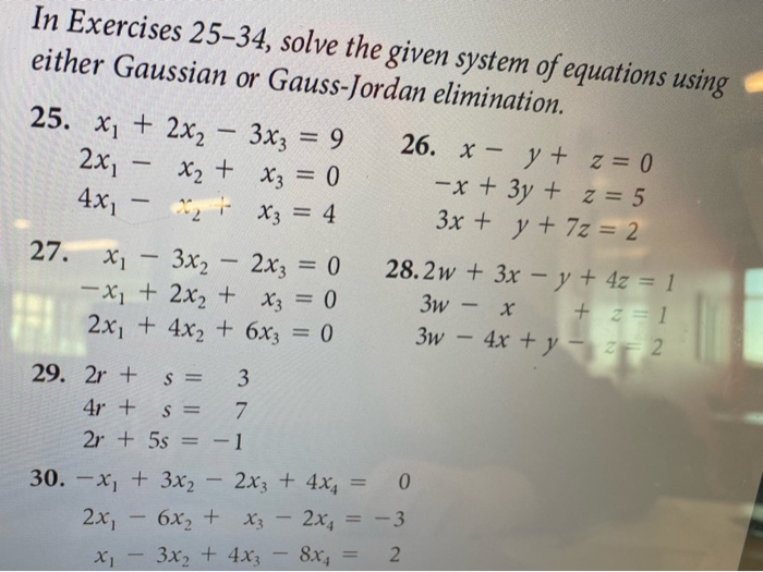 Solved In Exercises 25-34, solve the given system of | Chegg.com