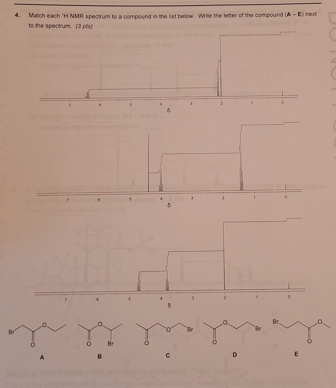 Solved 5. Match each 1H NMR spectrum to a compound in the | Chegg.com